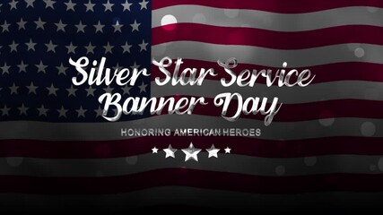 American flag with silver star service banner day words. Suitable for honoring military members, commemorating service, patriotic designs, and supporting veterans.