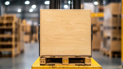 Wooden crate on pallet in warehouse environment