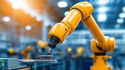 Industrial robot arm in modern manufacturing facility