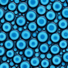 Digital matte painting with a pop art style pattern of blue circles.