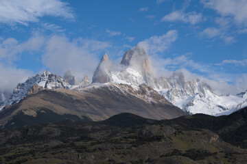 Fitz roy patagonia mountain in clouds 