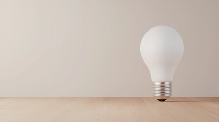 A bright white light bulb glowing against a plain background representing ideas innovation and technological solutions