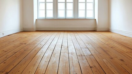 Empty room with wooden floor minimalist design natural light interior photography peaceful atmosphere