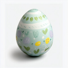 Easter egg painted with bright fun colors on white background 
