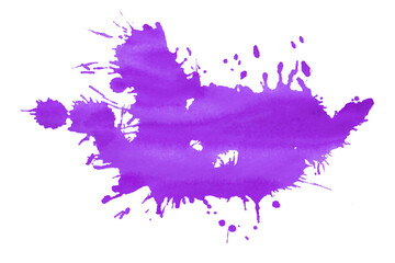 purple brush paint stain isolated on transparent background