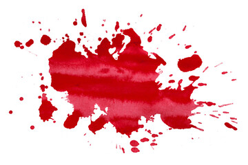 red brush paint stain isolated on transparent background
