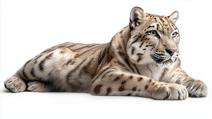 Realistic Image of a White Tiger Relaxing with Striking Features