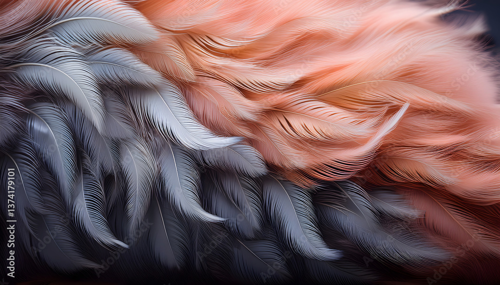 Aufkleber Colorful, abstract patterns resembling feathers create a dynamic visual effect, blending shades of orange and black in a fluid design
