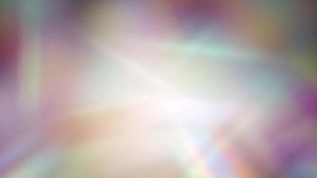 soft refracted prism lights in rainbow colors, abstract sunny motion design background with pastel colored rays, lines and stripes, blurred backdrop with copy space, loop able