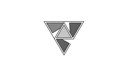 A minimalist geometric logo featuring overlapping triangles with a monochromatic color scheme, emphasizing balance and symmetry.
