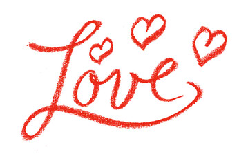 Heart Love Calligraphy Doodle Crayon Chalk Drawing Vector Set