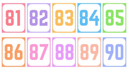Colorful number flashcards for kids' learning. Perfect for teaching counting and number recognition.