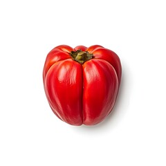 Single ripe red paprika pepper isolated on white background Healthy food ingredient