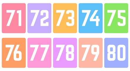 Colorful number flashcards for kids' learning. Perfect for teaching counting and number recognition.