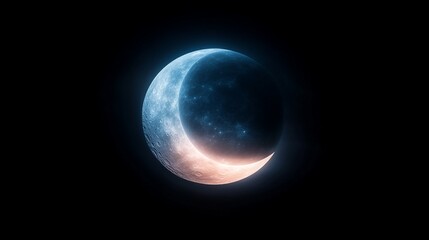 Obraz premium Crescent moon illuminates night city skyline in moonlight captivating urban atmosphere celestial viewpoint