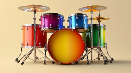 Colorful Drum Set with Vibrant Tones for Musical Performances