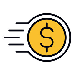 Instant Payment Icon. Real-time transaction symbol. Fast banking and online money transfer sign - stock vector. Filled Line Icon