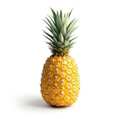 Fototapeta premium Ripe Yellow Pineapple Fruit Isolated on White Background Delicious Tropical Summer Food