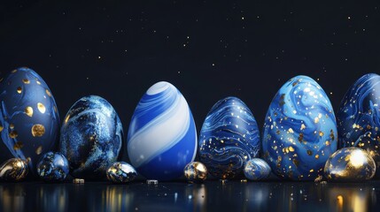 Elegant Blue and Gold Easter Eggs