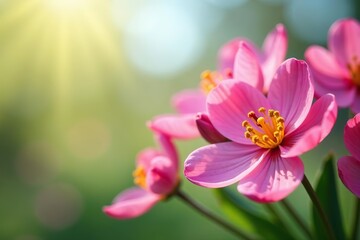 Fototapeta premium Vibrant close-up of blooming spring flowers in full bloom, vibrant, fresh