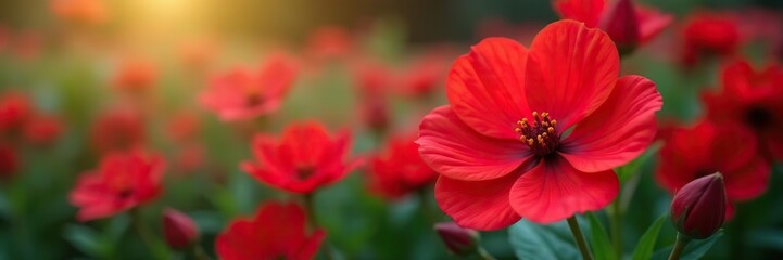Vibrant close-up of red flowers in full bloom,  floral,  colorful