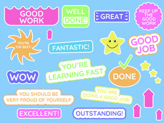 Set motivational stickers good job vector
Vector eps stickers motivation to work figure stickers