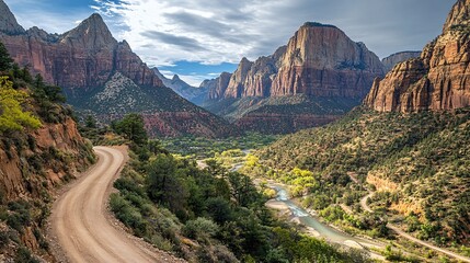 Serpentine Mountain Road: Scenic Drive Overlooking Canyon with River Below