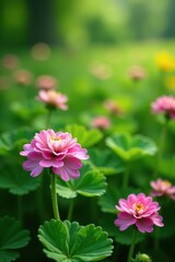 Obraz premium Vibrant clover flowers blooming in a lush garden setting, close-up shot, outdoor, nature