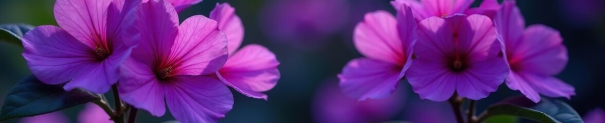 Obraz premium Vibrant purple flowers with deep rich petals in a pair, close-up, vibrant