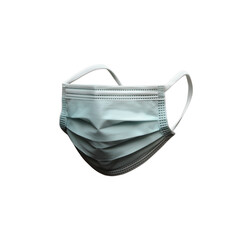 A surgical mask with pleats and ear loops, designed for protection and filtration.
