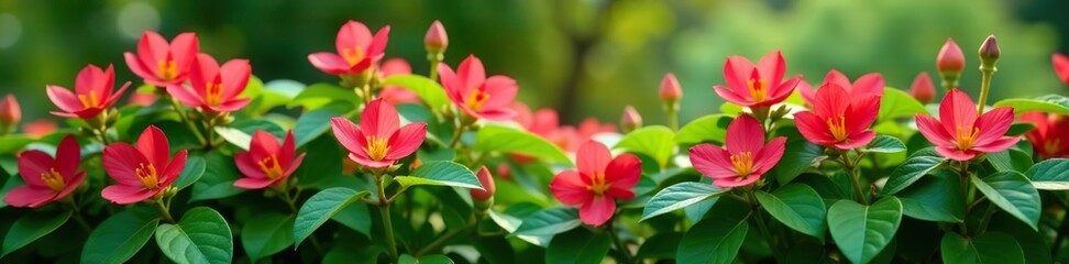 Fototapeta premium Vibrant Million Bells flowers in full bloom on a lush green bush, Million Bells, nature