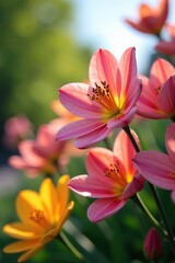 Fototapeta premium Vibrant flowers in full bloom during the spring season, vibrant, blooming