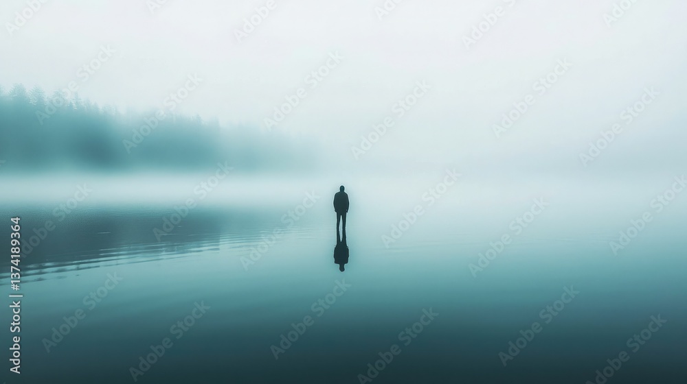 Poster lone figure recovering from struggle.
