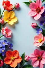 Vibrant spring blooms arrange in panoramic banner,  beauty,  nature