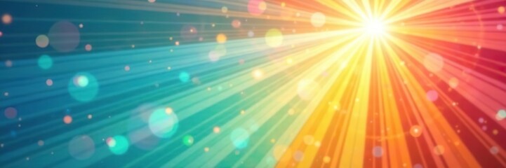 Obraz premium Vibrant summer background with colorful rays bursting from center, heat, abstract