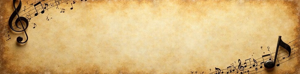Fototapeta premium Vintage background with aged paper texture and vintage music notes, background, artistic