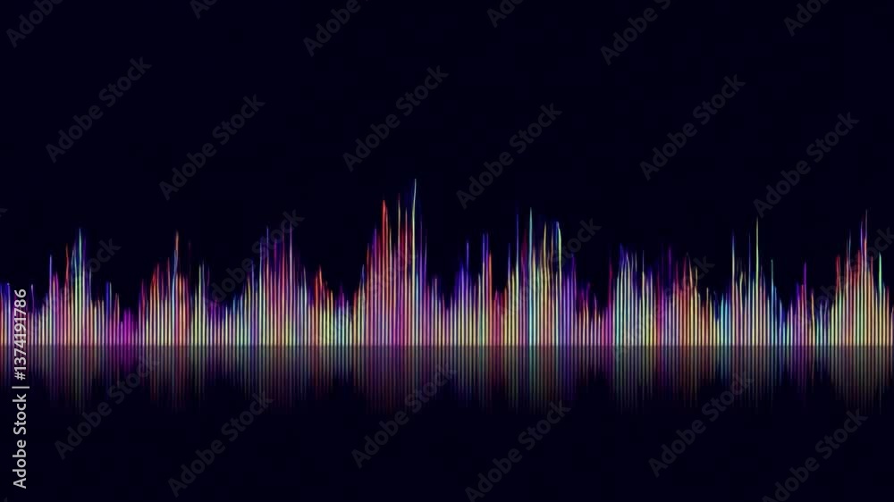 Poster experience the visual symphony of sound: a seamless loop of vibrant equalizer bars pulsates and danc