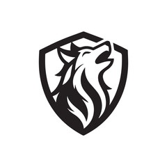 black wolf head inside a blue shield logo emblem.