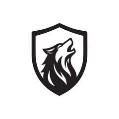 black wolf head inside a blue shield logo emblem.
