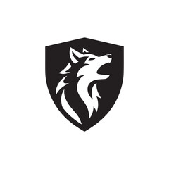 black wolf head inside a blue shield logo emblem.