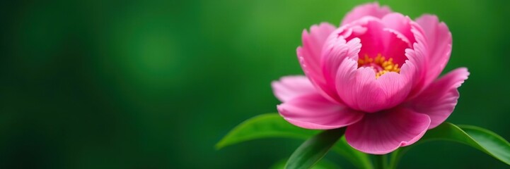 Vibrant pink peony flower in full bloom against a green leafy background,  flower, peony