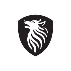 black wolf head inside a blue shield logo emblem.