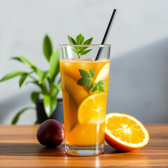 Fototapeta premium Creative juice glass for juicebar