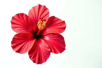 Fototapeta premium Vibrant red hibiscus flower isolated on white background, perfect for botanical illustrations and garden designs, beauty, isolated