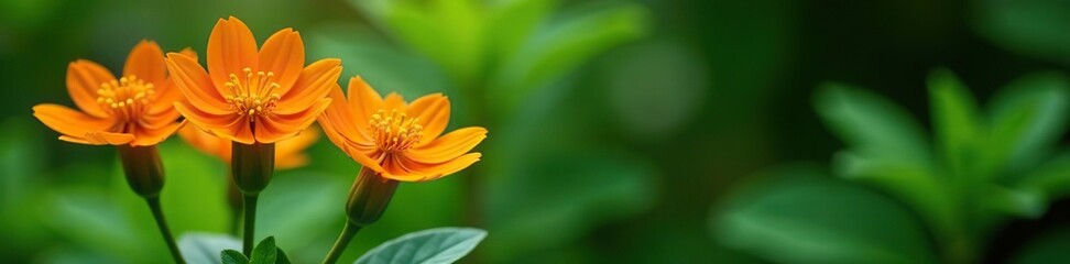 Fototapeta premium Vibrant orange imperial crown flowers against green foliage background, vibrant, green