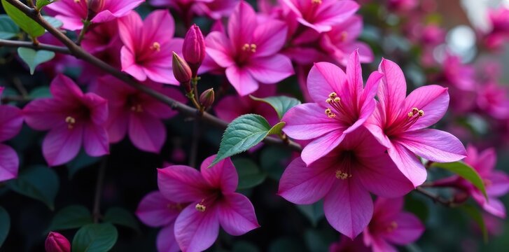 Vibrant purple bougainvillea flowers blooming on a sprawling vine,  blooming,  vibrant