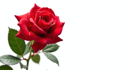 Vibrant red rose flower isolated on white background,  close-up,  vibrant
