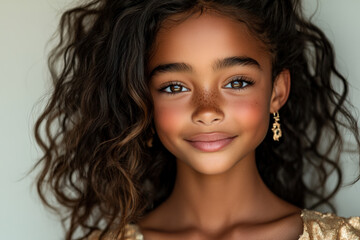 Naklejka premium Young Girl with Radiant Smile 