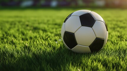 Fototapeta premium Excitement Builds on a Beautifully Rendered Soccer Field With Vibrant Stadium Atmosphere