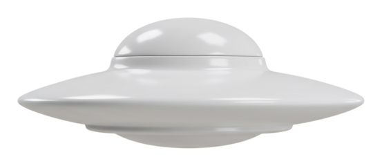 白い円盤型 宇宙船 静止模型